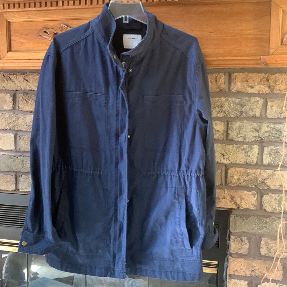 Womens old navy light weight barn jacket size large navy blue euc